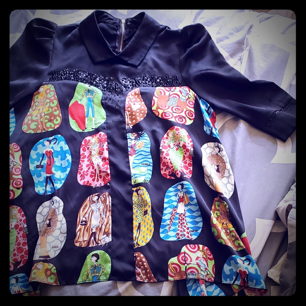 "Zodiac" graphic blouse